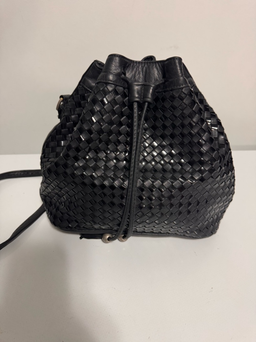 Vintage Ganson woven leather bucket